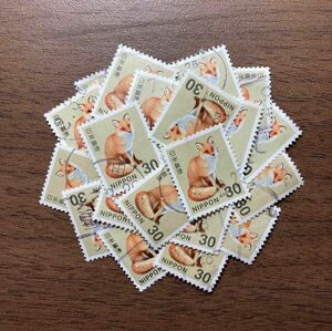 日本の古切手　キタキツネ　20枚