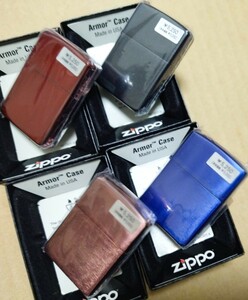 新品 アーマー ZIPPO 2009年 2010年 初期型ARMOR クリアピンク レッド ブルー ブラック 4個セット