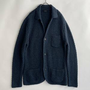 【イタリア製】TONELLO size/48 (iz) トネッロ 春秋 ローゲージ ニット ジャケット カーディガン ライトアウター ネイビー 紺 italy knit