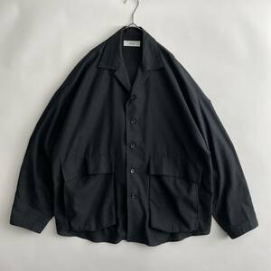 【2019ss/美品】marka -Wide Shirt Jacket- size/1 (p) マーカ ワイド シャツ ジャケット 長袖 アウター リネン オープン 開襟 ブラック 黒