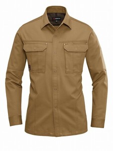 バートル 8093 長袖シャツ キャメル Lサイズ 春夏用 メンズ 防縮 綿素材 作業服 作業着 8091シリーズ