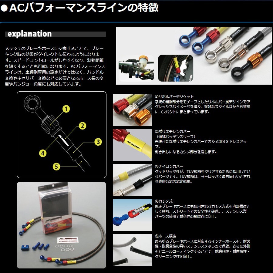 NC750X 14 メッシュ ブレーキホース フロント ACパフォーマンス アクティブ 32111660 NC750X 14 メッシュ ブレーキホース フロント ACパフォーマンス アクティブ 32111660