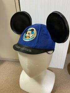  rare DISNEY Tokyo Disney Land year hat Mickey Mouse wool felt hat blue 80's open the first period Showa Retro Vintage that time thing 