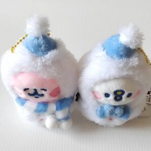 【送料無料】台湾★即決♪ 正規品!! カナヘイの小動物 ピスケ＆うさぎ 雪だるまのマスコットホルダー・ぬいぐるみ【3インチ】2体セット♪の画像5