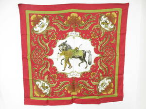 12409◆HERMES エルメス Cheval Jurc トルコの馬 スカーフ 約90×90cm 100%シルク MADE IN FRANCE 中古 USED