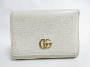 12587◆【SALE】GUCCI グッチ GGマーモント コンパクトウオレット 三つ折り財布【474746・2091】MADE IN ITALY 中古 USED