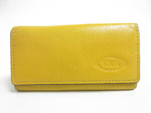 12605*TOD'S Tod's key case / key holder yellow × gray MADE IN ITALY used USED