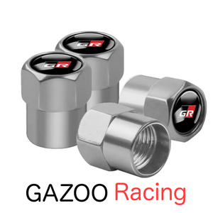 送料無料 4個セット シルバー GAZOO Racing エアバルブ キャップ カバー ガズーレーシング エアーバルブ GR グッズ 外装品 parts パーツ