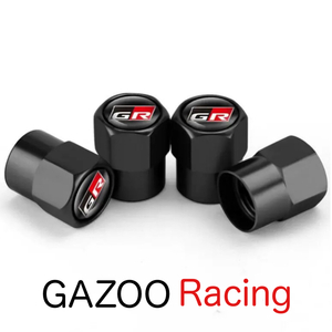 送料無料 4個セット ブラック GAZOO Racing エアーバルブ キャップ カバー ガズーレーシング エアバルブ GR グッズ 外装品 parts パーツ.