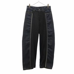 ディーゼルブラックゴールド ストライプ ドッキング ワイド デニムパンツ W25 ネイビー DIESEL BLACK GOLD レディース 240220