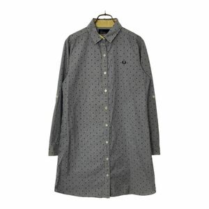 フレッドペリー 長袖 シャツワンピース M ホワイト×ネイビー FRED PERRY レディース 240226