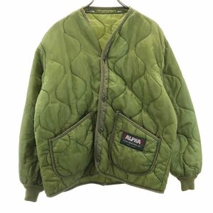 アルファインダストリーズ 90s オールド 長袖 キルティング ライナー ジャケット カーキ ALPHA INDUSTRIES INC ミリタリー メンズ 240229