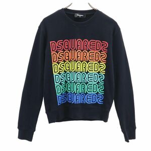 ディースクエアード プリント 長袖 トレーナー XS ブラック DSQUARED2 スウェット 裏起毛 メンズ 240214