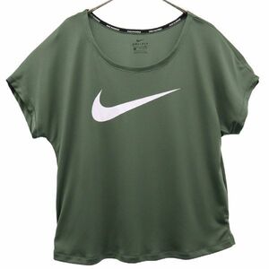 ナイキ ランニングウェア ロゴプリント 半袖 Tシャツ L カーキ NIKE ジョギング レディース 230625