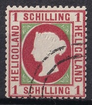1867年旧ドイツ領 ヘルゴラント ヴィクトリア女王像切手 1S 使用済み (目打ち)_画像1