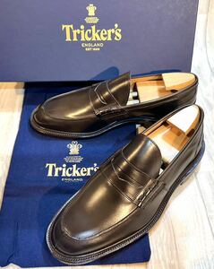 【未使用】Tricker's トリッカーズ◆27cm 8.5◆コインローファー モカシン 革靴 ビジネスシューズ ドレスシューズ メンズ 焦茶 イギリス製