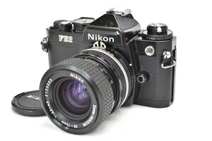 【整備済み動作品】Nikon ニコンFE2 ブラック 軽量ズームレンズセット　清掃・整備・モルト交換済　電池付きでこのまま使える動作良好品