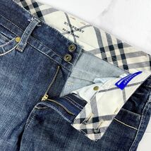 美品 BURBERRY BLUE LABEL バーバリーブルーレーベル デニムパンツ ジーンズ チェック柄 ボトムス レディース ブルー サイズ25*MC912_画像7