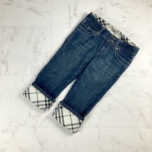 美品 BURBERRY BLUE LABEL バーバリーブルーレーベル デニムパンツ ジーンズ チェック柄 ボトムス レディース ブルー サイズ25*MC912