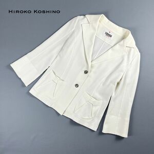 TRUNK HIROKO KOSHINO ヒロココシノ ワッフル生地 テーラードカジュアルジャケット トップス レディース 白 ホワイト サイズ38*MC10