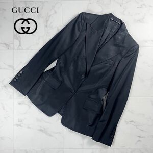 美品 GUCCI グッチ ウール混 テーラードジャケット イタリア製 総裏 レディース 黒 ブラック サイズ40*MC983