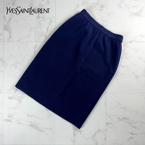  прекрасный товар Yves Saint Laurentivu* солнечный rolan талия резина узкая юбка колени длина подкладка есть женский низ темно-синий темно-синий размер 9*MC78