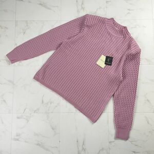 新品未使用 MILAKE ミレーク カシミヤ ウール100% モックネック ケーブルニット長袖セーター トップス レディース ピンク サイズM*MC119