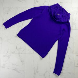 美品 prive CASHMERE カシミヤ100% ボリュームネック 長袖ニットカットソー トップス レディース 青紫 サイズL*MC126