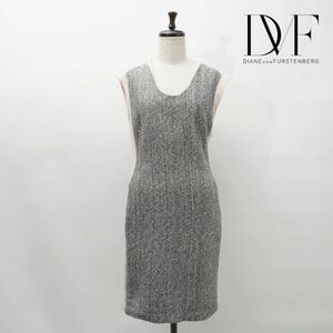 美品 DIANE von FURSTENBERG ダイアンフォンファステンバーグ デザイン切替 ノースリーブ膝丈ワンピース レディース サイズ2*MC144