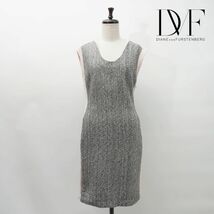 美品 DIANE von FURSTENBERG ダイアンフォンファステンバーグ デザイン切替 ノースリーブ膝丈ワンピース レディース サイズ2*MC144_画像1