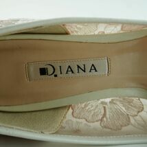 美品 DIANA ダイアナ 23.5 パンプス ヒール ポインテッドトゥ 花詩集 レース ベージュ 箱付き/MC61_画像6