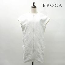 EPOCA エポカ ジップアップ半袖ワンピース シワ加工 膝丈 裏地なし レディース 白 ホワイト サイズ40*MC946_画像1