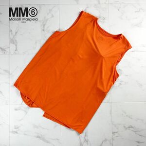 美品 MM6 Maison Margiela エムエムシックス バックデザインカットソー ノースリーブ トップス レディース オレンジ サイズS*MC957