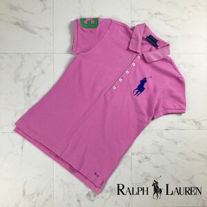 RALPH LAUREN Ralph Lauren big hose embroidery number embroidery polo-shirt with short sleeves lady's Topspin k size M*MC331