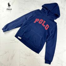 美品 POLO RALPH LAUREN ポロ ラルフ ローレン ロゴパーカー ワッペン トップス レディース 紺 ネイビー サイズL*MC1074_画像1