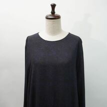 美品 ZARA ザラ 総柄 ギャザー フリルチュニックワンピース 裏地なし レディース 紺 ネイビー サイズL*MC190_画像2