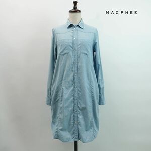  прекрасный товар MACPHEE McAfee Tomorrowland Denim рубашка One-piece длинный рукав женский голубой бледно-голубой размер 38*MC282