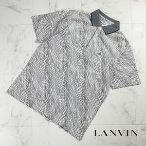 美品 LANVIN ランバン 半袖ポロシャツ 総柄 トップス レディース 白 ホワイト サイズ40*MC1068