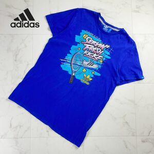 adidas アディダス プリントTシャツ 半袖カットソー トップス メンズ 青 ブルー サイズM*MC1065