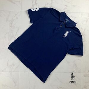 POLO RALPH LAUREN ポロ ラルフ ローレン ポロシャツ 刺繍 半袖 トップス レディース 紺 ネイビー サイズL*MC1103