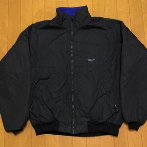 三角タグ 黒 美品 patagonia シェルドシンチラ ナイロンジャケット ブラック パープル XL パタゴニア 80s 90s USA製 ビンテージ フリース 