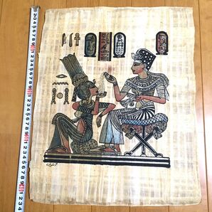 エジプト パピルス画 ⑧ ツタンカーメン アンケセナーメン王妃 夫婦愛 カップル ★ アート 民芸品 海外 歴史 恋愛 家族円満