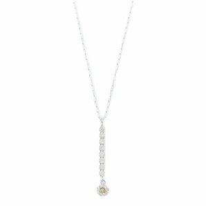 1円■シンプルライン 4月 誕生石 9P・ダイヤモンドネックレス・ペンダント/Pt900-Pt850-0.9g/0.2ct/プラチナ 翌日配送可■509511の画像1