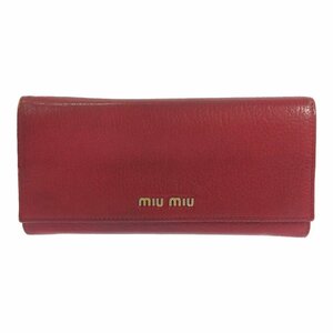 1円■ミュウミュウ 長財布/レッド/miu miu 翌日配送可■499823