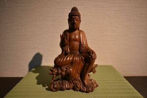 【GE】Y170【コレクター所蔵品】時代 木彫仏坐像 /仏教美術 骨董品 時代品 美術品 古美術品 仏像