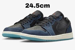 ナイキ ウィメンズ エアジョーダン1 ロー ネイビー/ブラックスネークスキン 24.5cm Nike WMNS Air Jordan 1 Low Navy/Black FJ5478-010