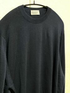 【ジョンスメドレー】wool100%（メリノ） クルーネック セーター ハイゲージ （サイズ:XXL）ネイビー / hermes charvet prada 
