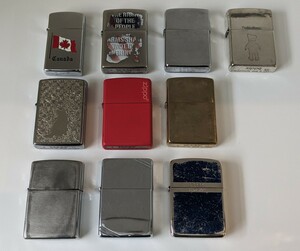 送料無料ジッポまとめてZippo大量まとめCANADAジッポー格安プレーン売切りゴールドカラー10個ベアー赤プレーン猫オイルライター