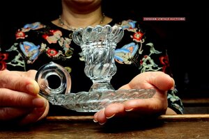 1880-1890年頃 BACCARAT フランス アンティーク バカラ クリスタルグラス 燭台 キャンドルスタンド ローソク テーブル