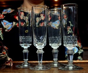 1900年 BACCARAT ST. LOUIS or MEISENTHAL フランス アンティーク オールドバカラ クリスタルグラス シャンパングラス グラスセット